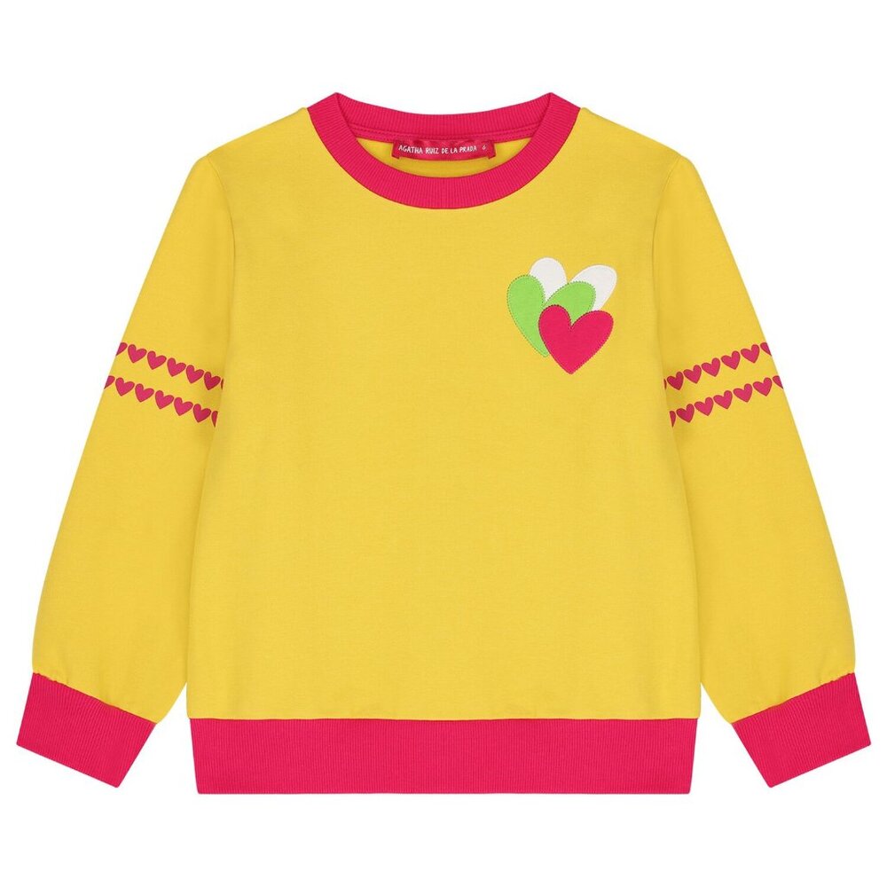 Agatha Ruiz De La Prada Girls Yellow Heart Logo Sweatshirt